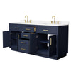 Custom image for Dark Blue with Brushed Gold Trim / Carrara Cultured Marble / No Mirror