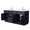 Custom image for Dark Blue with Brushed Nickel Trim / Carrara Cultured Marble / No Mirror