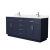 Custom image for Dark Blue with Brushed Nickel Trim / White Quartz / No Mirror