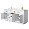 Custom image for White with Brushed Gold Trim / Carrara Cultured Marble / No Mirror