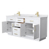 Custom image for White with Brushed Gold Trim / White Cultured Marble / No Mirror
