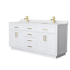 Custom image for White with Brushed Gold Trim / White Cultured Marble / No Mirror