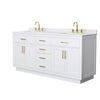 Custom image for White with Brushed Gold Trim / White Cultured Marble / No Mirror