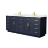 Custom image for Dark Blue with Brushed Gold Trim / Carrara Cultured Marble / No Mirror