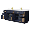 Custom image for Dark Blue with Brushed Gold Trim / White Quartz / No Mirror