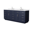 Custom image for Dark Blue with Brushed Nickel Trim / White Cultured Marble / No Mirror