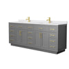 Custom image for Dark Gray with Brushed Gold Trim / White Cultured Marble / No Mirror