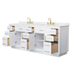 Custom image for White with Brushed Gold Trim / Carrara Cultured Marble / No Mirror