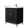 Custom image for Black with Brushed Nickel Trim / Carrara Cultured Marble / No Mirror