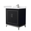 Custom image for Black with Brushed Nickel Trim / White Cultured Marble / No Mirror