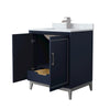 Custom image for Dark Blue with Brushed Nickel Trim / White Carrara Marble / No Mirror
