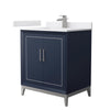 Custom image for Dark Blue with Brushed Nickel Trim / White Cultured Marble / No Mirror