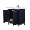 Custom image for Dark Blue with Brushed Nickel Trim / White Quartz / No Mirror