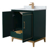 Custom image for Green with Satin Bronze Trim / White Carrara Marble / No Mirror