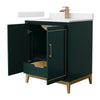 Custom image for Green with Satin Bronze Trim / White Cultured Marble / No Mirror