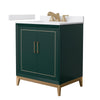 Custom image for Green with Satin Bronze Trim / White Cultured Marble / No Mirror