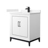 Custom image for White with Matte Black Trim / Carrara Cultured Marble / No Mirror