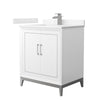 Custom image for White with Brushed Nickel Trim / Carrara Cultured Marble / No Mirror