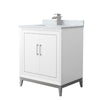 Custom image for White with Brushed Nickel Trim / White Carrara Marble / No Mirror