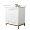 Custom image for White with Satin Bronze Trim / Carrara Cultured Marble / No Mirror