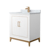 Custom image for White with Satin Bronze Trim / White Carrara Marble / No Mirror