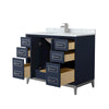 Custom image for Dark Blue with Brushed Nickel Trim / White Carrara Marble / No Mirror