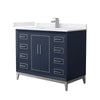 Custom image for Dark Blue with Brushed Nickel Trim / White Cultured Marble / No Mirror