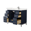 Custom image for Dark Blue with Brushed Nickel Trim / White Quartz / No Mirror