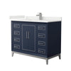 Custom image for Dark Blue with Brushed Nickel Trim / White Quartz / No Mirror