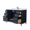 Custom image for Dark Blue with Brushed Nickel Trim / White Carrara Marble / No Mirror