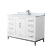 Custom image for White with Brushed Nickel Trim / White Carrara Marble / No Mirror