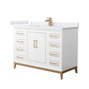 Custom image for White with Satin Bronze Trim / White Cultured Marble / No Mirror