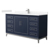 Custom image for Dark Blue with Brushed Nickel Trim / Carrara Cultured Marble / No Mirror
