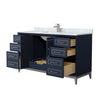 Custom image for Dark Blue with Brushed Nickel Trim / White Carrara Marble / No Mirror