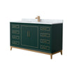 Custom image for Green with Satin Bronze Trim / White Carrara Marble / No Mirror