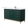 Custom image for Green with Satin Bronze Trim / White Cultured Marble / No Mirror