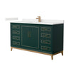 Custom image for Green with Satin Bronze Trim / White Quartz / No Mirror