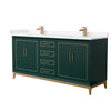 Custom image for Green with Satin Bronze Trim / Carrara Cultured Marble / No Mirror