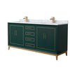 Custom image for Green with Satin Bronze Trim / White Carrara Marble / No Mirror