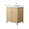 Custom image for White Oak with Brushed Nickel Trim / Giotto Quartz / No Mirror