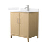 Custom image for White Oak with Brushed Nickel Trim / White Quartz / No Mirror