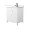 Custom image for White with Matte Black Trim / White Cultured Marble / No Mirror