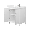 Custom image for White with Brushed Nickel Trim / Carrara Cultured Marble / No Mirror