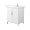 Custom image for White with Brushed Nickel Trim / Carrara Cultured Marble / No Mirror
