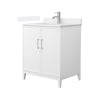 Custom image for White with Brushed Nickel Trim / White Cultured Marble / No Mirror