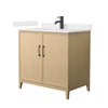 Custom image for White Oak with Matte Black Trim / Carrara Cultured Marble / No Mirror
