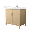 Custom image for White Oak with Brushed Nickel Trim / Carrara Cultured Marble / No Mirror