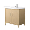 Custom image for White Oak with Brushed Nickel Trim / White Cultured Marble / No Mirror