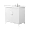 Custom image for White with Brushed Nickel Trim / Carrara Cultured Marble / No Mirror