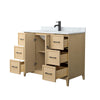 Custom image for White Oak with Matte Black Trim / White Carrara Marble / No Mirror